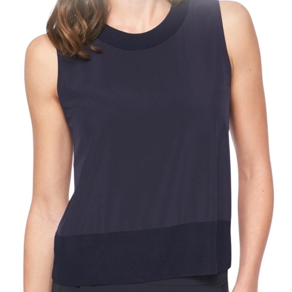 Athleta Zephyr Tank Top Minimalist Black Sleeveless Ribbed Trim Shell Medium M